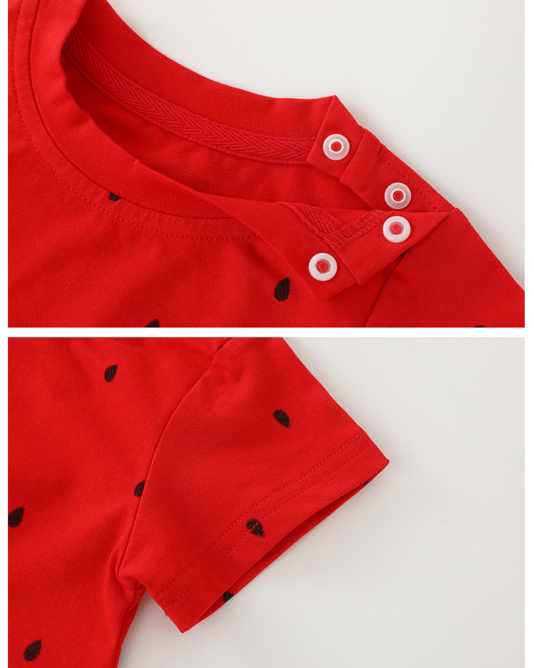 Watermelon Pattern Short Sleeve Baby Romper/Socks