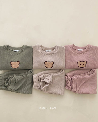 Solid Color Bear Baby Hoodie Pants 2pcs Set