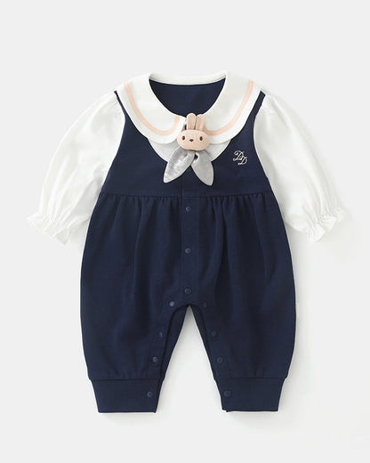 Rabbit Decor Puffy Sleeve Baby Jumpsuits