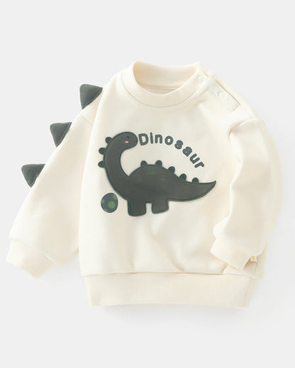 Warm Fleece Dinosaur Pattern Baby Hoodie