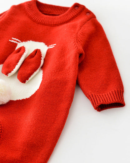Rabbit Ear Shaped Knitted Baby Jumpsuits