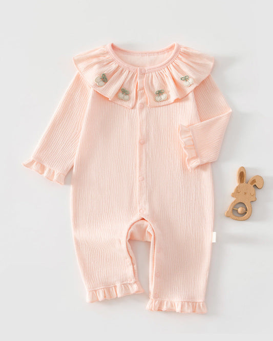 Cotton Ruffled Collar Long Sleeve Baby Pajama