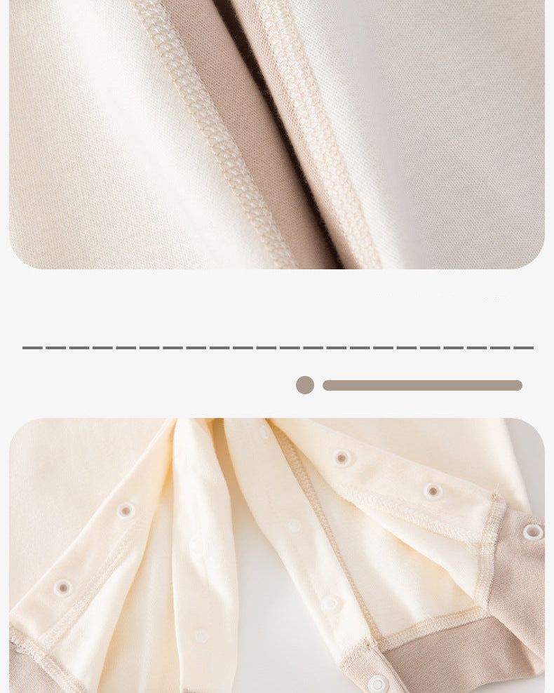 Color Block Animal Face Cotton Baby Jumpsuits