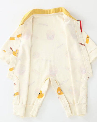 Cute French Fries Pattern Long Sleeve Baby Jumpsuits