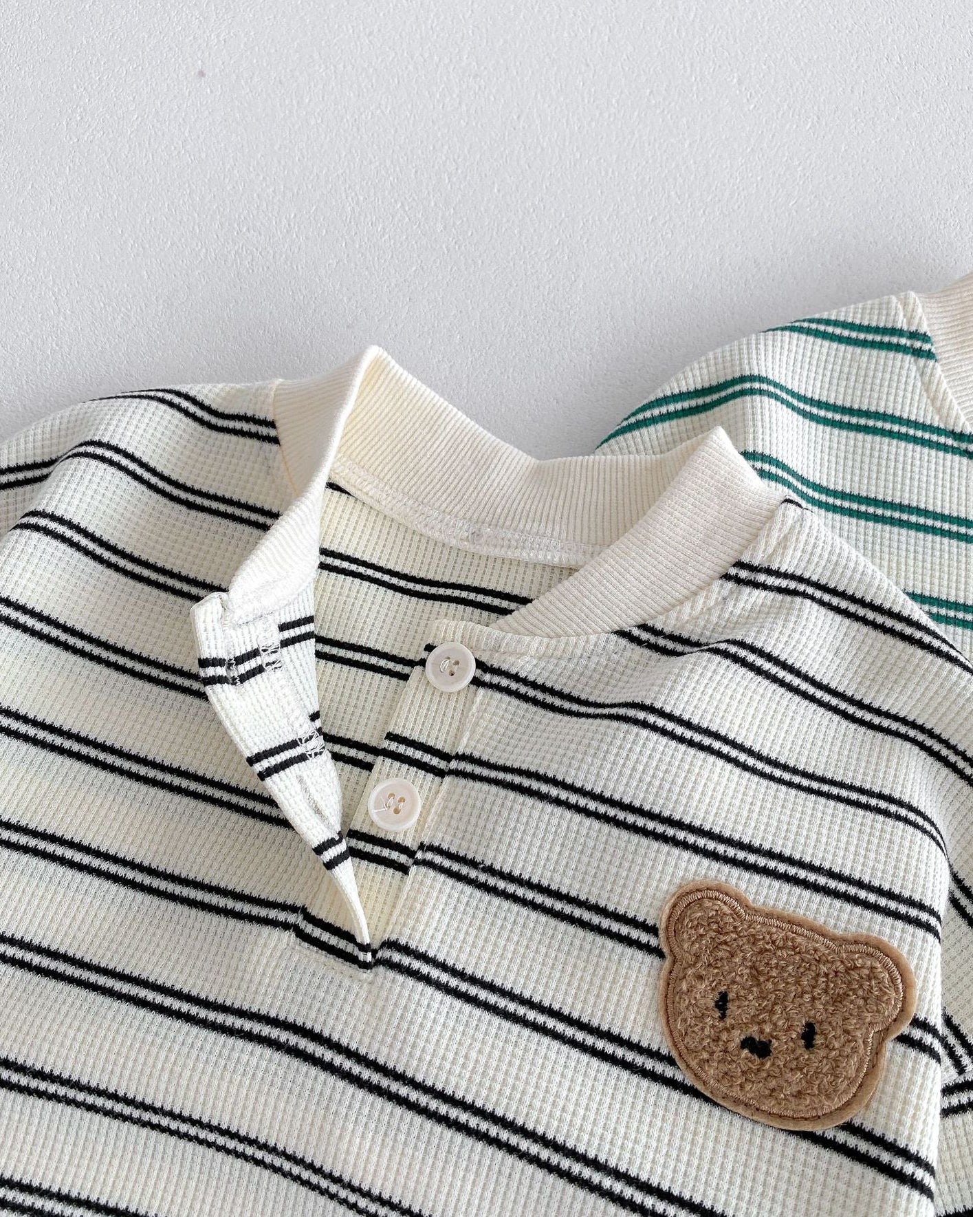 Casual Striped Bear Baby Hoodie Pants 2pcs Set