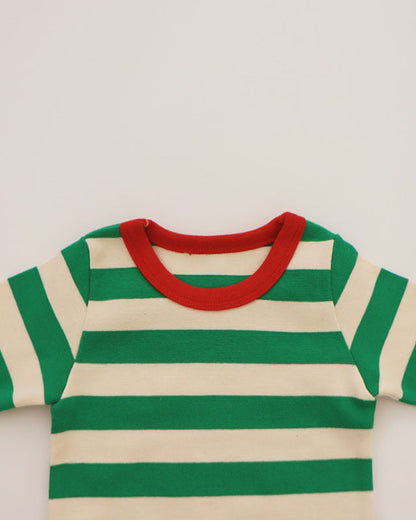 Christmas Striped Baby Bodysuit/Top Pant Set