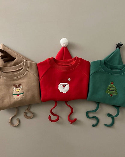 Christmas Solid Color Fleece Baby Romper with Hat