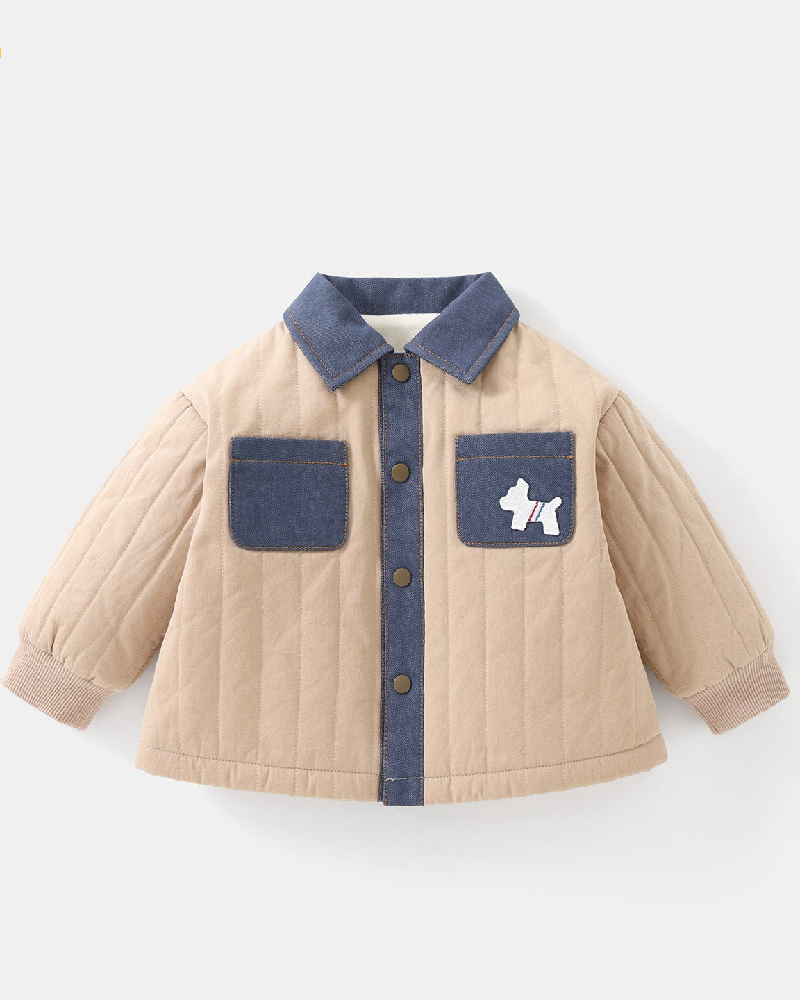 Warm Fleece Denim Pocket Baby Jacket