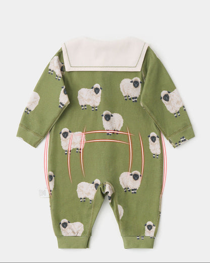 Animal Pattern Square Collar Baby Jumpsuits