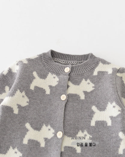 Puppy Pattern Knitted Buttoned Long Sleeve Baby Jumpsuits