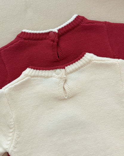 Strawberry Pattern Knitted Long Sleeve Baby Romper