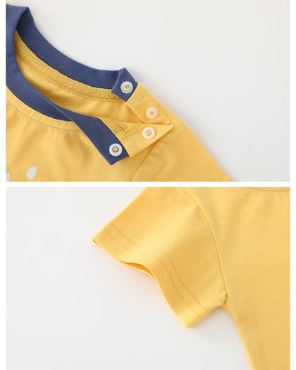 Snail House Printed Short Sleeve Baby Jumpsuits