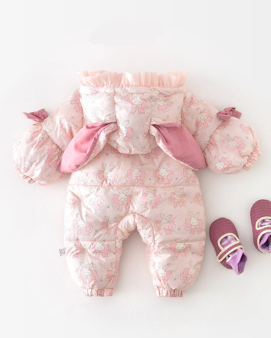 Sweet Rabbit Warm Hooded Baby Jumpsuits