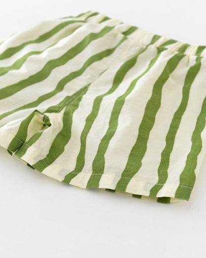 Casual Striped Pocket Design Baby Short Pants/Set