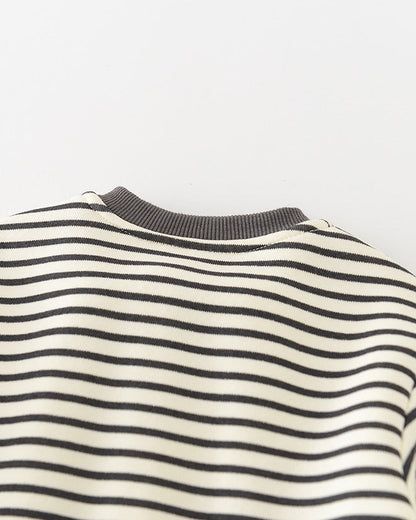 犬柄ストライプベビーパーカーパンツ2点セット