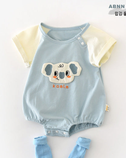 Koala Pattern Raglan Short Sleeve Baby Romper