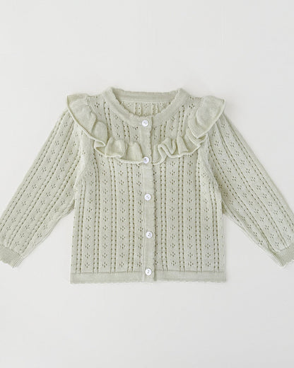 Sweet Hollowed-out Baby Girl Sweater Cardigan
