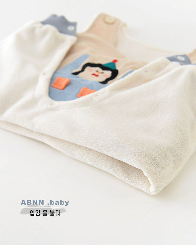 Penguin Pattern Fleece Baby Hoodie Jumpsuits