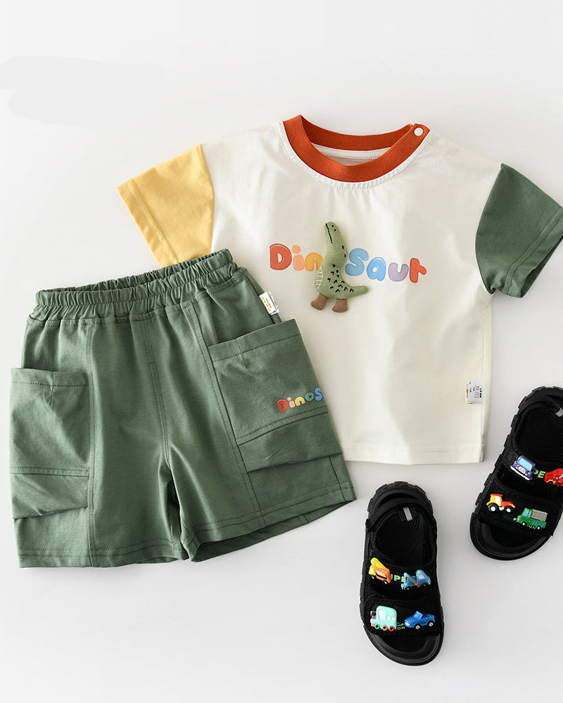 Dinosaur Letter Short Sleeve Baby 2pcs Set