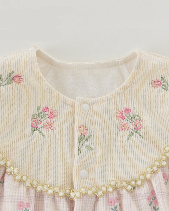Flower Pattern Long Sleeve Baby Jumpsuits
