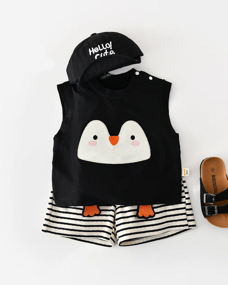 Penguin Pattern Baby Vest Shorts 2pcs Set