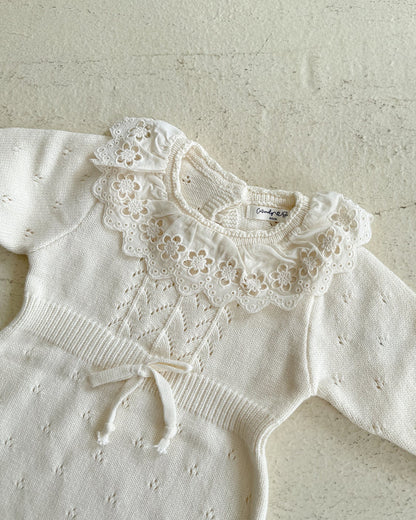 Sweet Lace Collar Knitted Long Sleeve Baby Romper