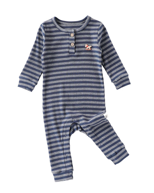 Modal Cotton Striped Long Sleeve Baby Jumpsuits Romper Pants