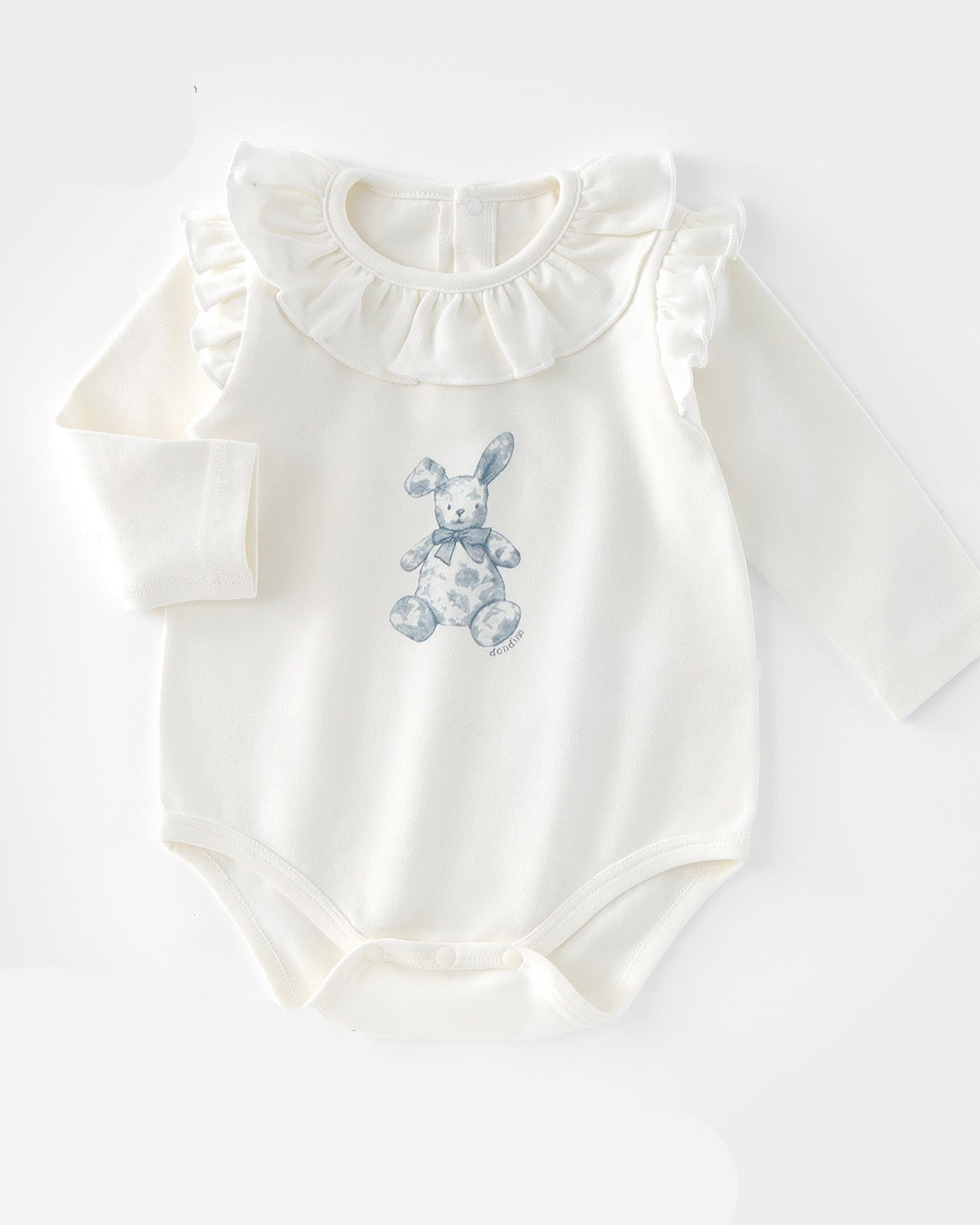 Rabbit Pattern Ruffled Collar Baby Romper