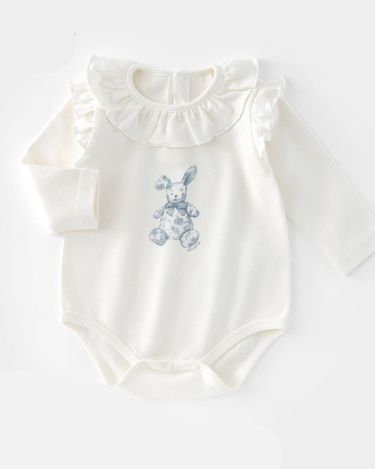 Rabbit Pattern Ruffled Collar Baby Romper