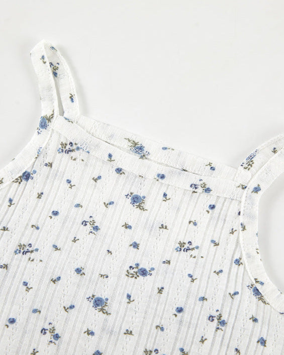 2pcs Floral Heart Breathable Baby Vest&Pants Set