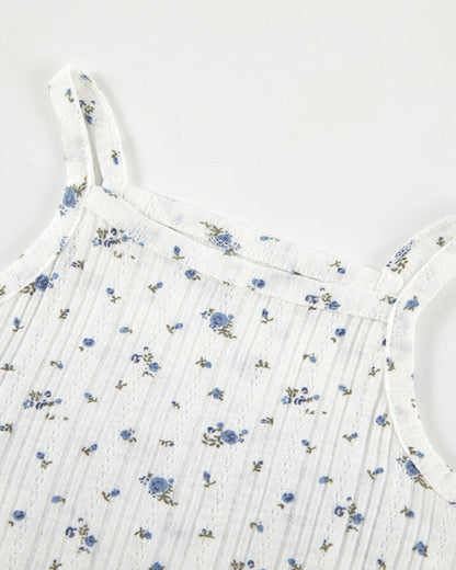 2pcs Floral Heart Breathable Baby Vest&Pants Set