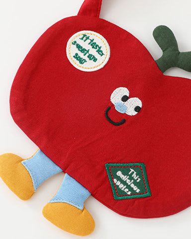 Cartoon Apple Pattern Short Sleeve Baby Jumpsuits Hat Bag