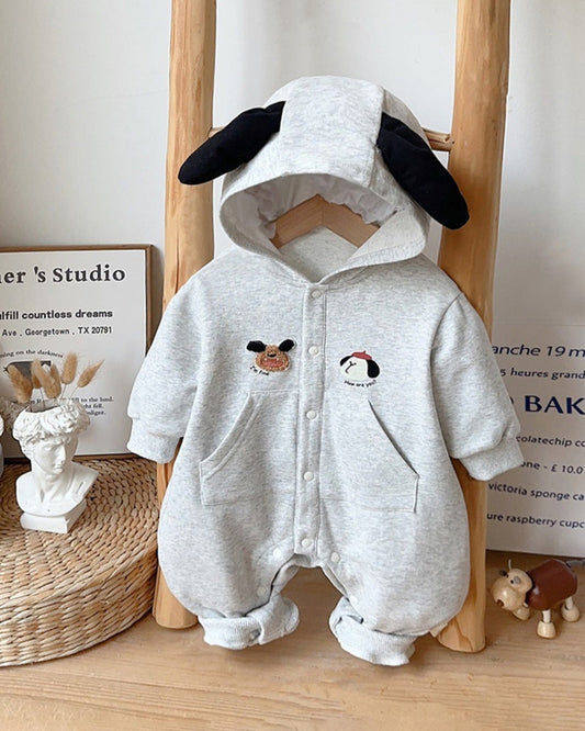 Puppy Ear Hooded Long Sleeve Baby Jumpsuits