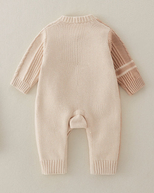 Star Color Block Knitted Baby Jumpsuits