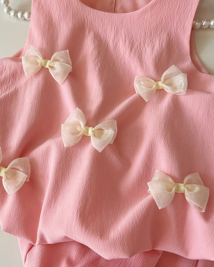 Sweet Bow Decor Girl Dress/Outfit