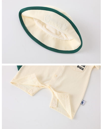 Crocodile Pattern Short Sleeve Baby Jumpsuits Hat Bag