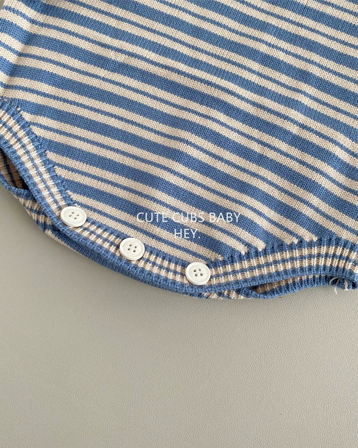 Casual Striped Knitted Baby Romper/4pcs Set