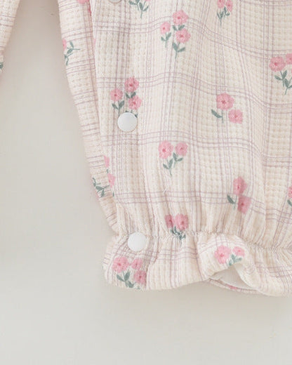 Flower Pattern Long Sleeve Baby Jumpsuits