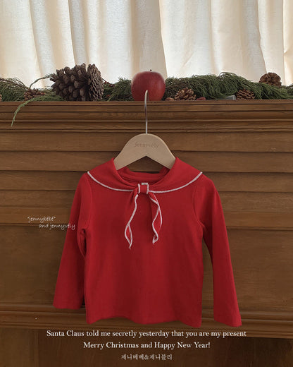Knotted Bow Collar Cotton Long Sleeve Baby Top