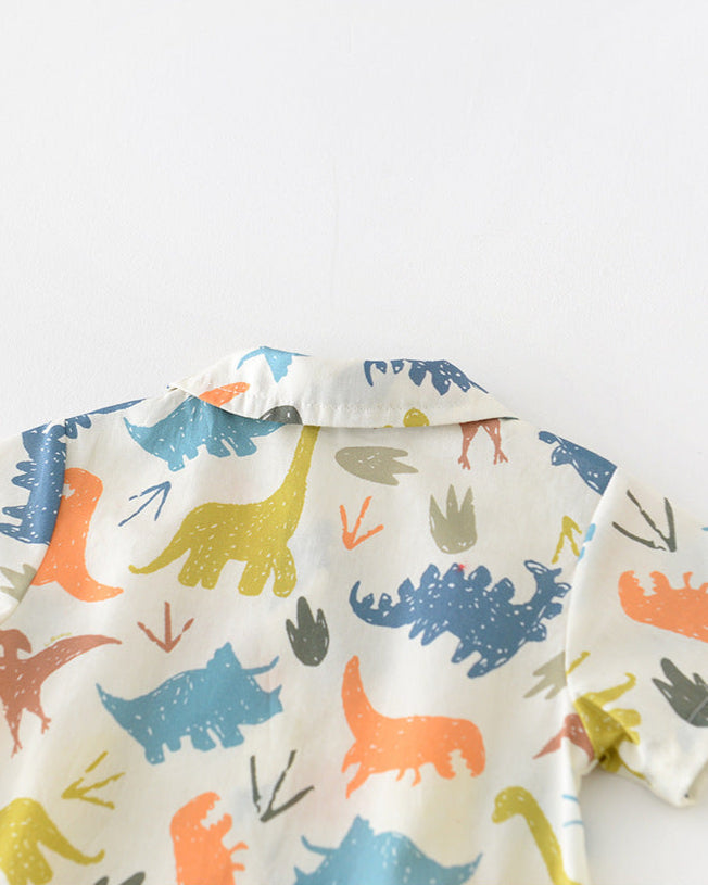 Short Sleeves Dinosaur Baby Jumpsuits with Toy