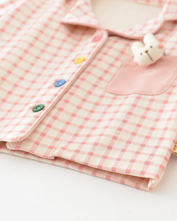 Plaid Rabbit Long Sleeve Baby Pajama Set
