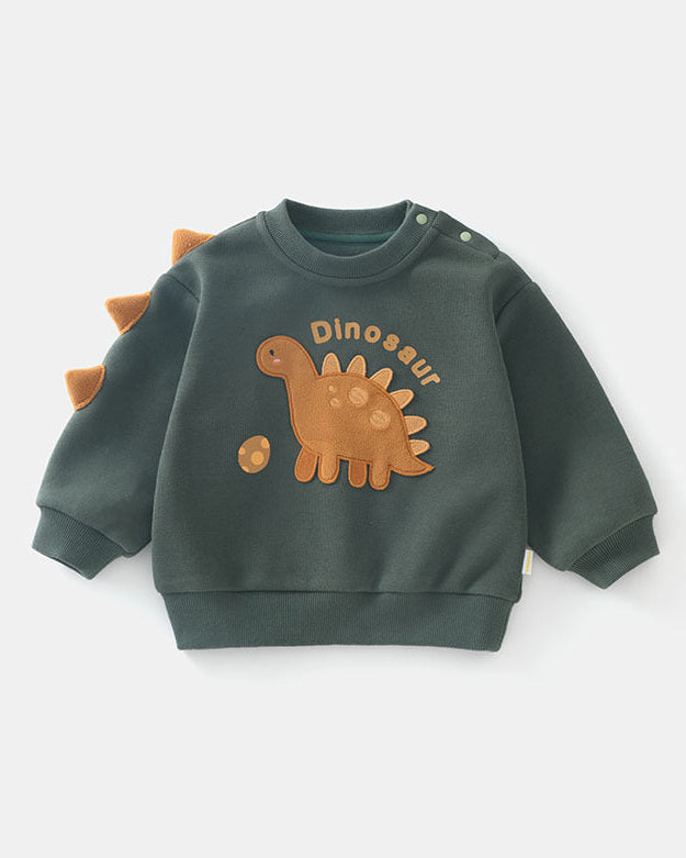 Warm Fleece Dinosaur Pattern Baby Hoodie