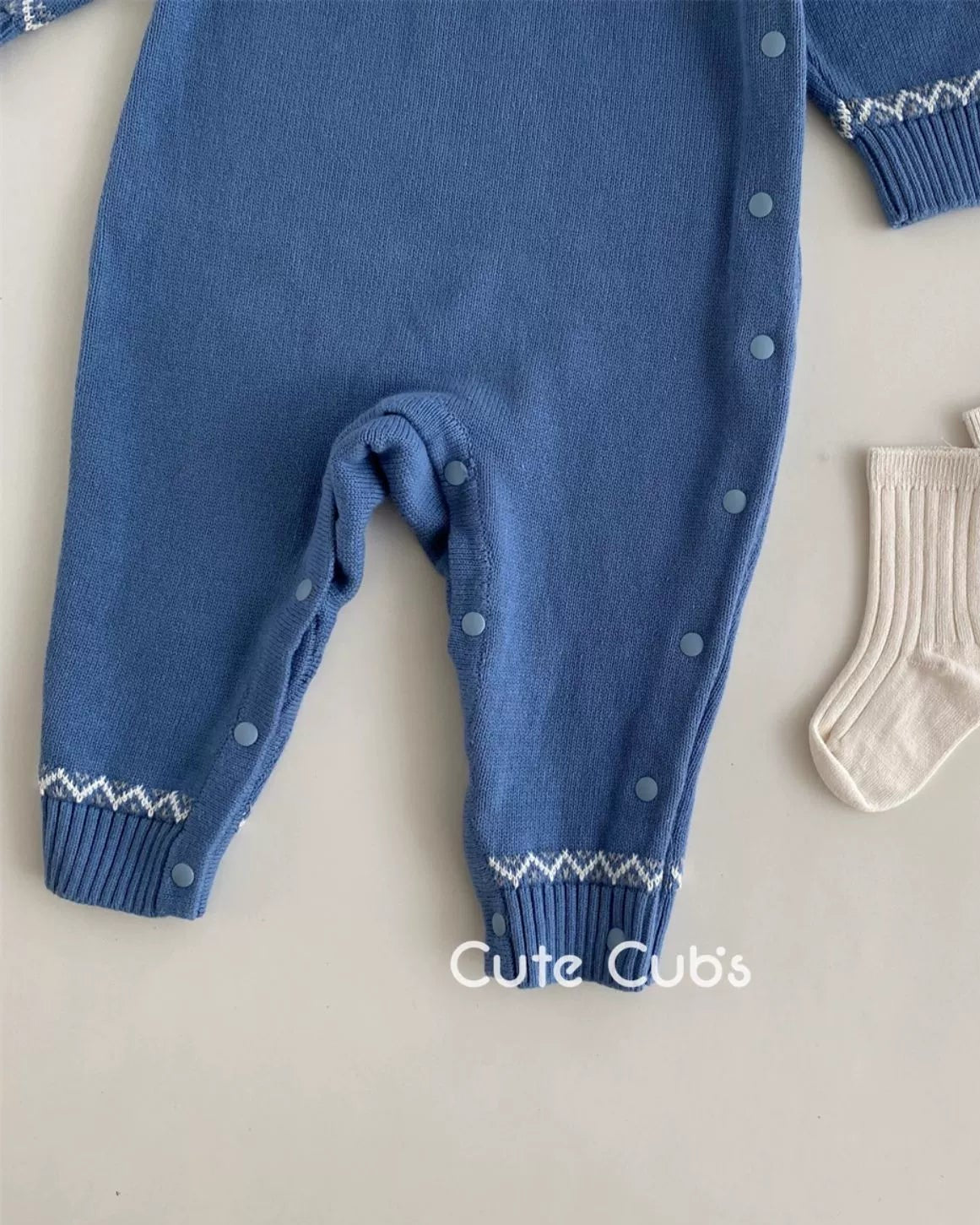 Warm Rhombus Knitted Baby Jumpsuits Hat