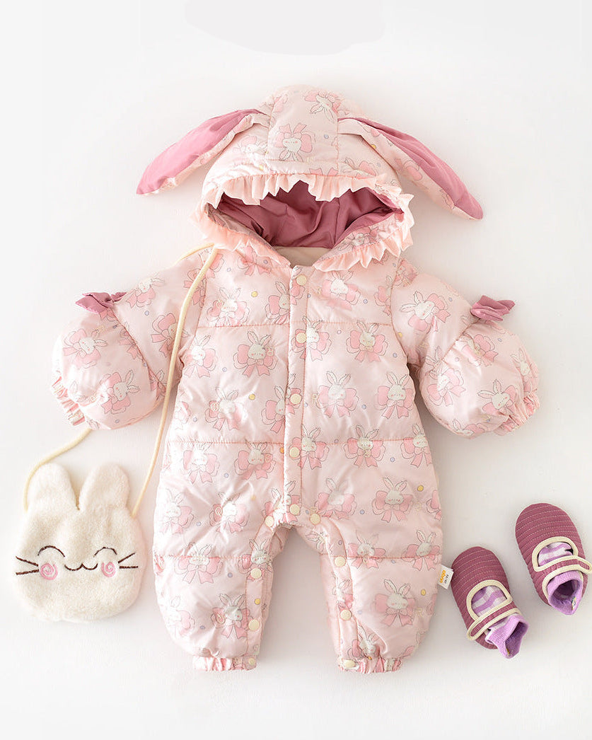 Sweet Rabbit Warm Hooded Baby Jumpsuits