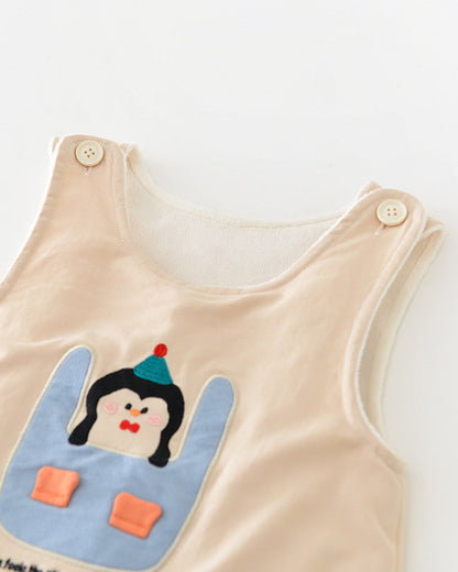 Penguin Pattern Fleece Baby Hoodie Jumpsuits