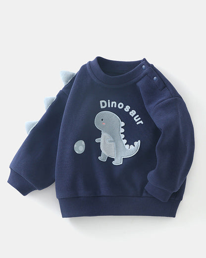 Warm Fleece Dinosaur Pattern Baby Hoodie