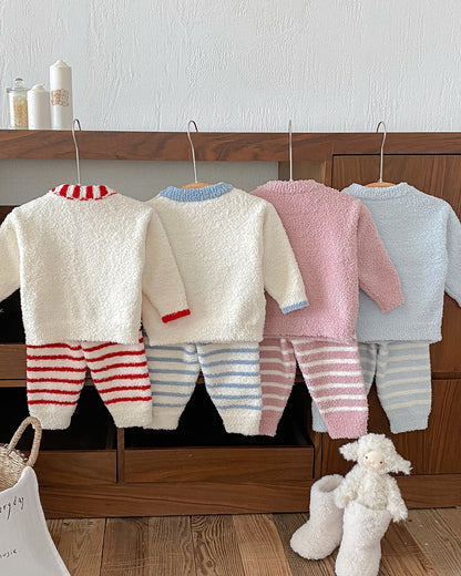 Fleece Warm Animal Pattern Baby Pajama 2pcs Set