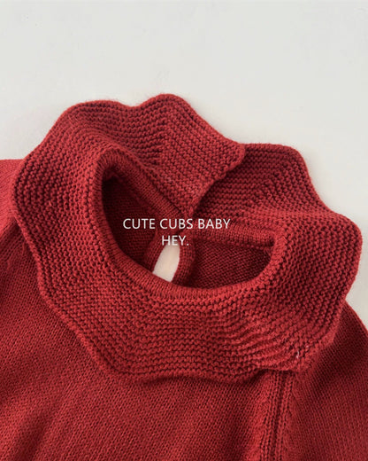 Knitted Tree Pattern Red Baby Romper