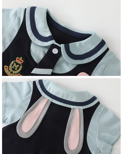 Rabbit Ear Decor Short Sleeve Baby Jumpsuits