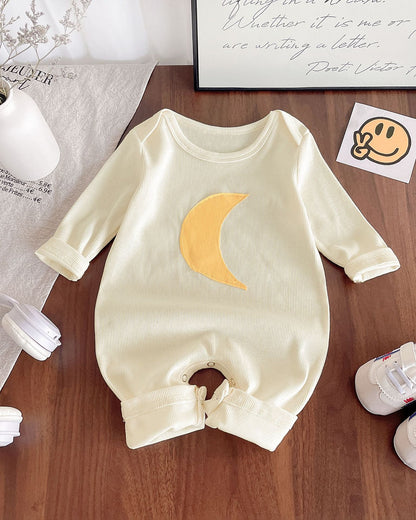 Moon Printed Long Sleeve Baby Jumpsuits